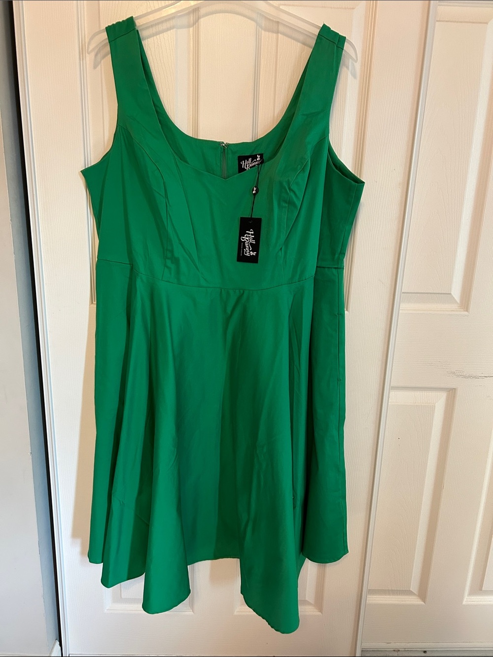 HELL BUNNY NWT Heidi Sweetheart Neckline Green Swing Dress w/Pockets 4XL